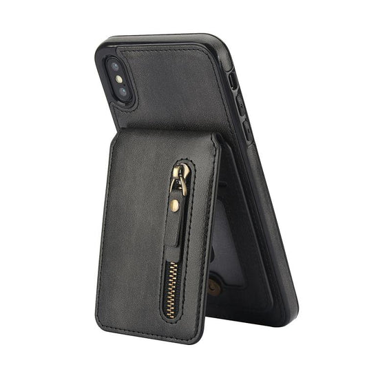 For iPhone X / XS Zipper Wallet Split MagSafe Leather Back Phone Case(Black) - More iPhone Cases by buy2fix | Online Shopping UK | buy2fix
