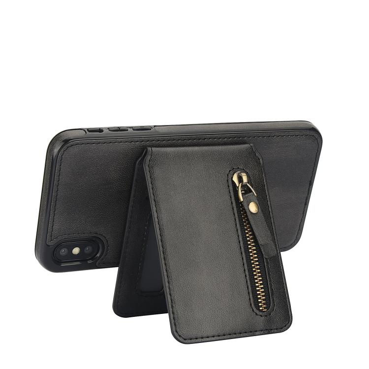 For iPhone XS Max Zipper Wallet Split MagSafe Leather Back Phone Case(Black) - More iPhone Cases by buy2fix | Online Shopping UK | buy2fix