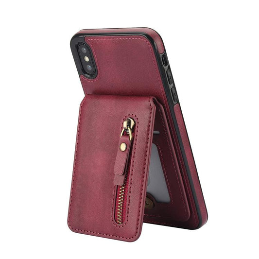For iPhone XS Max Zipper Wallet Split MagSafe Leather Back Phone Case(Red) - More iPhone Cases by buy2fix | Online Shopping UK | buy2fix