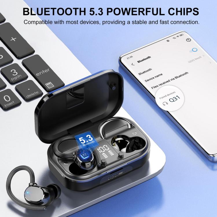 Q31 Ear-mounted ENC Noise Reduction Wireless Bluetooth Earphone(Black) - Bluetooth Earphone by buy2fix | Online Shopping UK | buy2fix