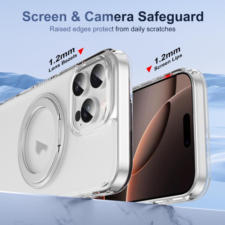 For iPhone 16 Pro Translucent Frosted MagSafe Holder Phone Case with AI Button(Transparent) - iPhone 16 Pro Cases by buy2fix | Online Shopping UK | buy2fix