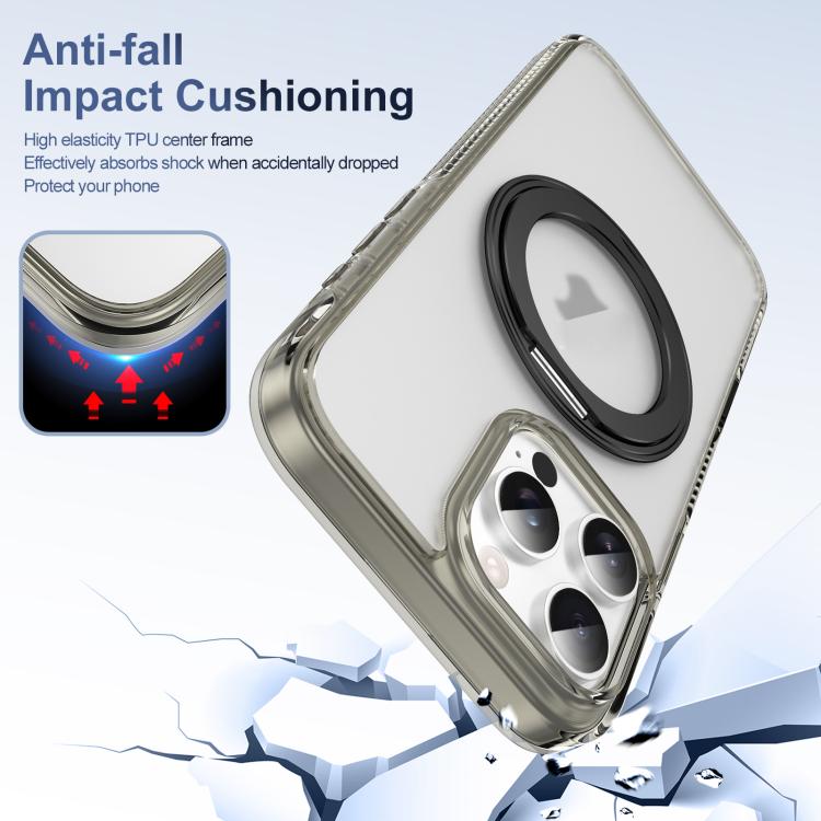 For iPhone 16 Pro Translucent Frosted MagSafe Holder Phone Case with AI Button(Grey) - iPhone 16 Pro Cases by buy2fix | Online Shopping UK | buy2fix