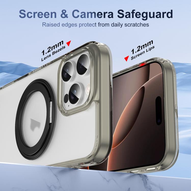 For iPhone 16 Pro Translucent Frosted MagSafe Holder Phone Case with AI Button(Grey) - iPhone 16 Pro Cases by buy2fix | Online Shopping UK | buy2fix
