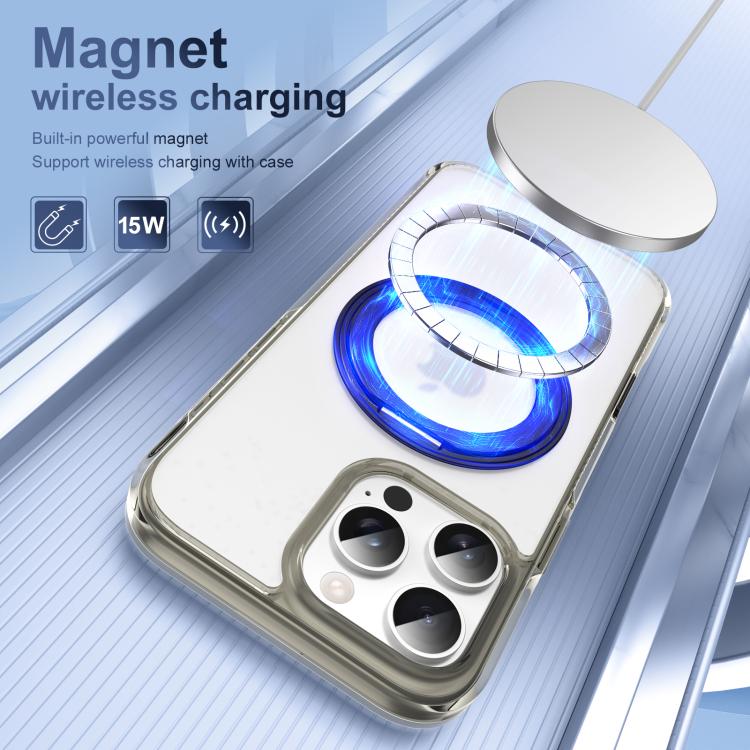 For iPhone 16 Pro Translucent Frosted MagSafe Holder Phone Case with AI Button(Grey) - iPhone 16 Pro Cases by buy2fix | Online Shopping UK | buy2fix
