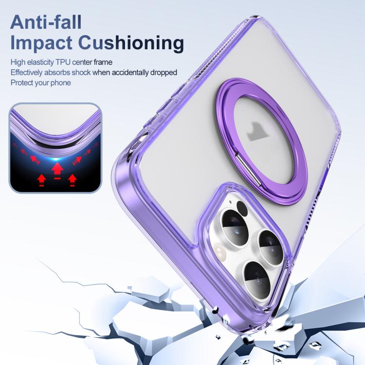 For iPhone 16 Pro Translucent Frosted MagSafe Holder Phone Case with AI Button(Purple) - iPhone 16 Pro Cases by buy2fix | Online Shopping UK | buy2fix