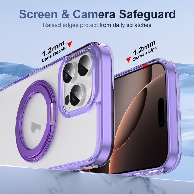 For iPhone 16 Pro Translucent Frosted MagSafe Holder Phone Case with AI Button(Purple) - iPhone 16 Pro Cases by buy2fix | Online Shopping UK | buy2fix