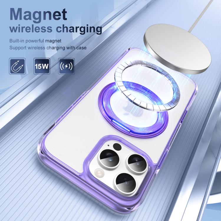 For iPhone 16 Pro Translucent Frosted MagSafe Holder Phone Case with AI Button(Purple) - iPhone 16 Pro Cases by buy2fix | Online Shopping UK | buy2fix