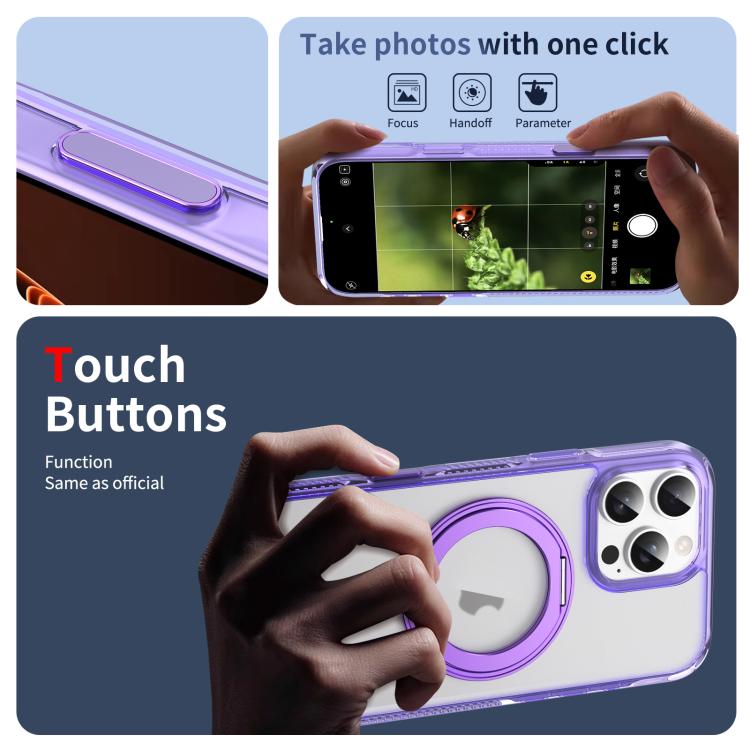 For iPhone 16 Pro Translucent Frosted MagSafe Holder Phone Case with AI Button(Purple) - iPhone 16 Pro Cases by buy2fix | Online Shopping UK | buy2fix