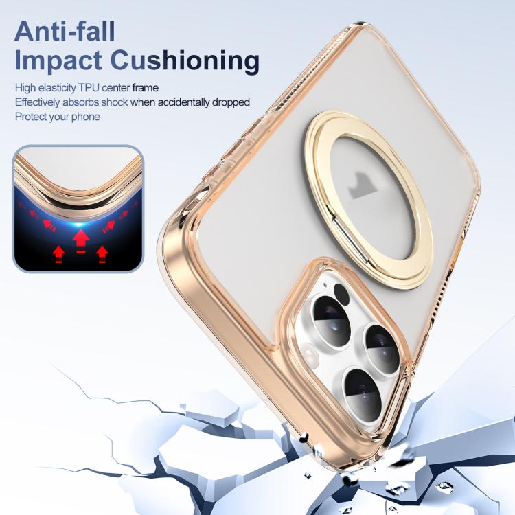 For iPhone 16 Pro Translucent Frosted MagSafe Holder Phone Case with AI Button(Gold) - iPhone 16 Pro Cases by buy2fix | Online Shopping UK | buy2fix