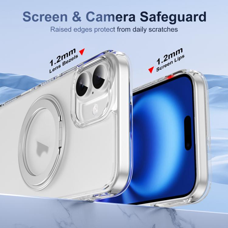 For iPhone 16 Translucent Frosted MagSafe Holder Phone Case with AI Button(Transparent) - iPhone 16 Cases by buy2fix | Online Shopping UK | buy2fix