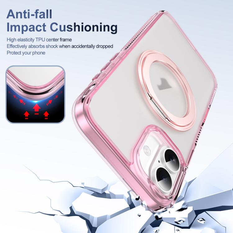 For iPhone 16 Translucent Frosted MagSafe Holder Phone Case with AI Button(Pink) - iPhone 16 Cases by buy2fix | Online Shopping UK | buy2fix