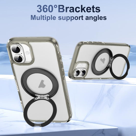 For iPhone 16 Translucent Frosted MagSafe Holder Phone Case with AI Button(Grey) - iPhone 16 Cases by buy2fix | Online Shopping UK | buy2fix