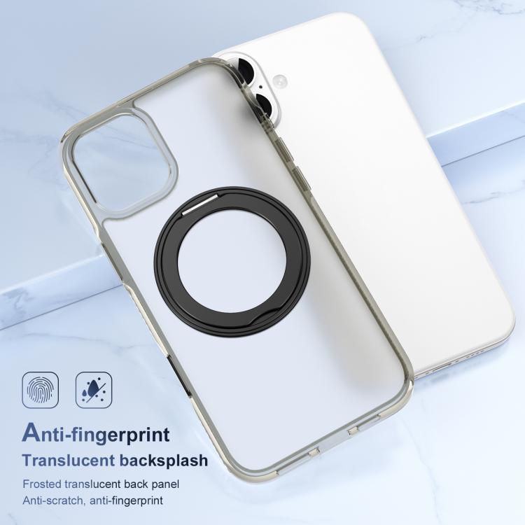 For iPhone 16 Translucent Frosted MagSafe Holder Phone Case with AI Button(Grey) - iPhone 16 Cases by buy2fix | Online Shopping UK | buy2fix