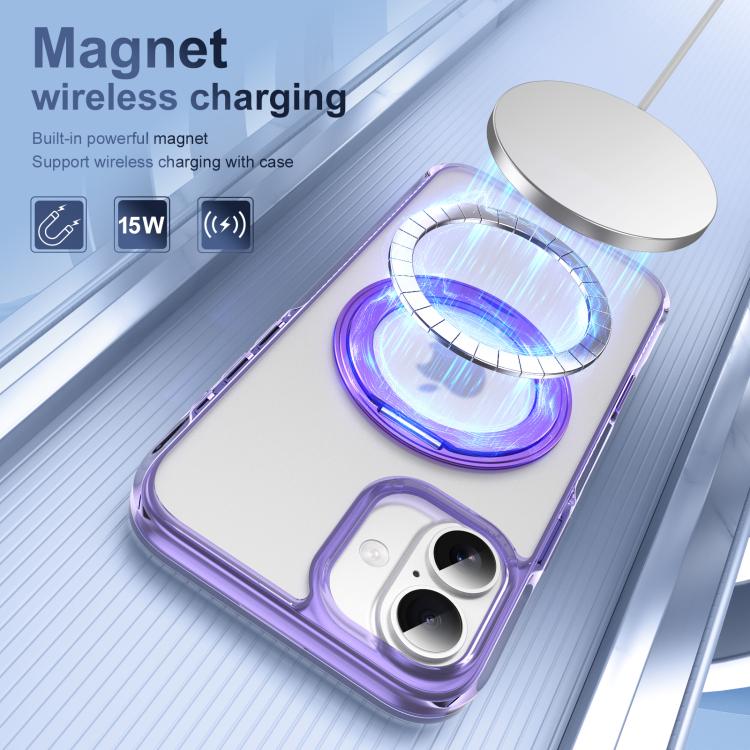 For iPhone 16 Translucent Frosted MagSafe Holder Phone Case with AI Button(Purple) - iPhone 16 Cases by buy2fix | Online Shopping UK | buy2fix