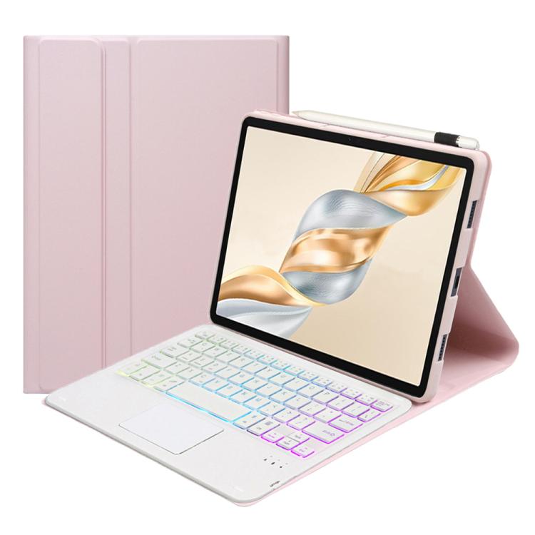 For Honor Pad X9 Pro 11.5 AH28-AS Ultra-thin Detachable Backlight Bluetooth Keyboard Leather Tablet Case with Touchpad(Pink White) - Others Keyboard by buy2fix | Online Shopping UK | buy2fix