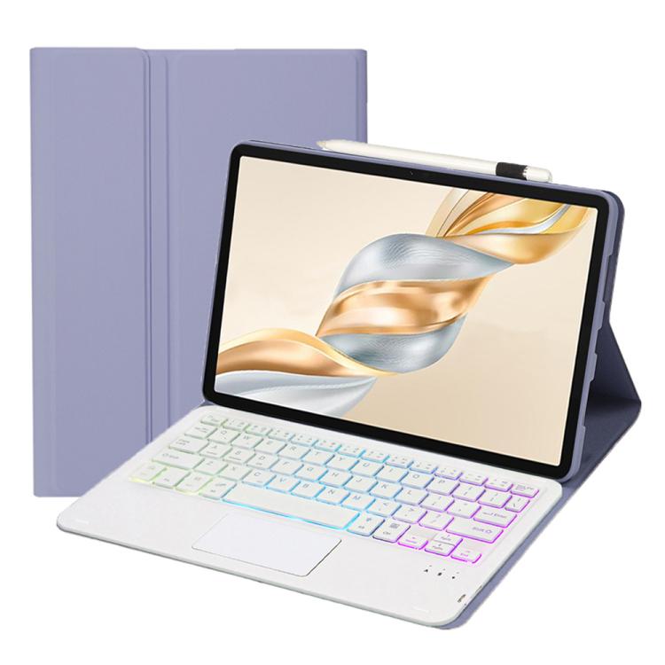 For Honor Pad X9 Pro 11.5 AH28-AS Ultra-thin Detachable Backlight Bluetooth Keyboard Leather Tablet Case with Touchpad(Lavender White) - Others Keyboard by buy2fix | Online Shopping UK | buy2fix