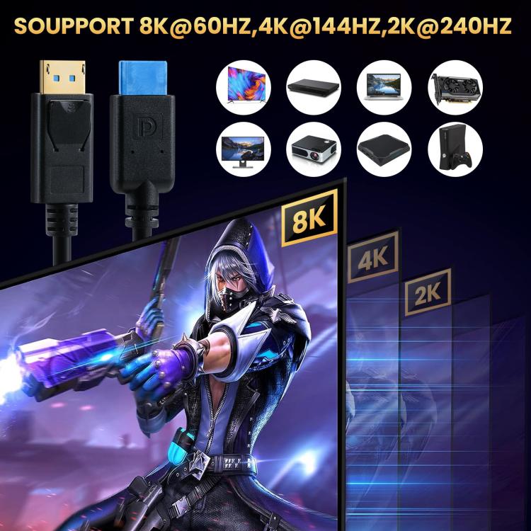 DisplayPort 8K DP1.4 Male to Female Connection Cable for Device Testing, Length:1m - by buy2fix | Online Shopping UK | buy2fix