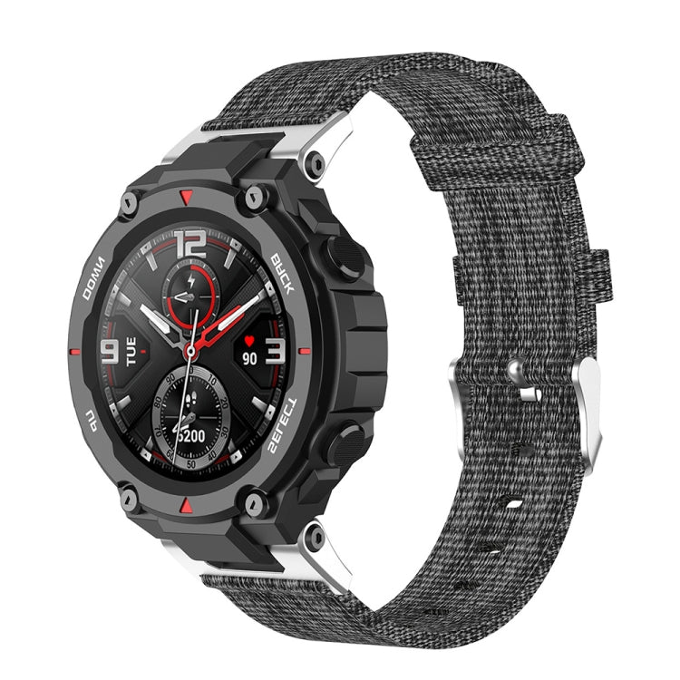 For Huami Amazfit T-Rex A1918 Nylon Canvas Replacement Strap with Screwdriver(Gray) - Watch Bands by buy2fix | Online Shopping UK | buy2fix