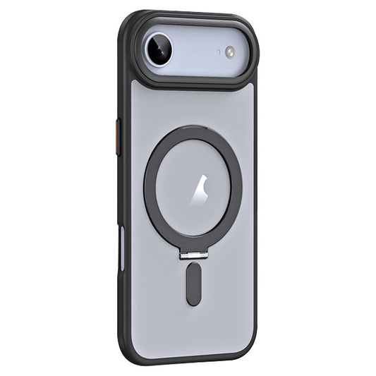 For iPhone Air Airbag MagSafe Shockproof Frosted Phone Case with Fold Holder(Black) - iPhone Air Cases by buy2fix | Online Shopping UK | buy2fix