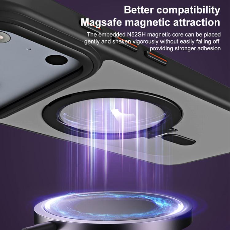 For iPhone 17 Pro Airbag MagSafe Shockproof Frosted Phone Case with Fold Holder(Black) - iPhone 17 Pro Cases by buy2fix | Online Shopping UK | buy2fix