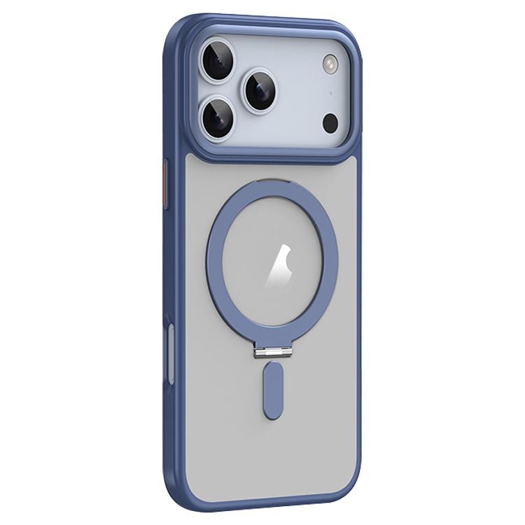 For iPhone 17 Pro Airbag MagSafe Shockproof Frosted Phone Case with Fold Holder(Blue) - iPhone 17 Pro Cases by buy2fix | Online Shopping UK | buy2fix