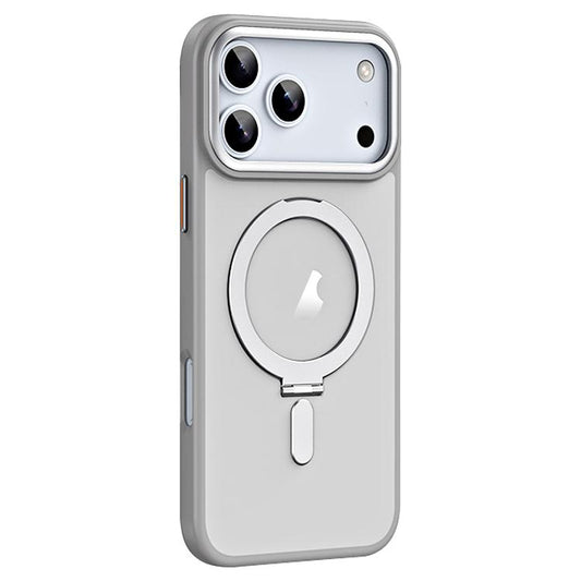 For iPhone 17 Pro Max Airbag MagSafe Shockproof Frosted Phone Case with Fold Holder(Grey) - iPhone 17 Pro Max Cases by buy2fix | Online Shopping UK | buy2fix