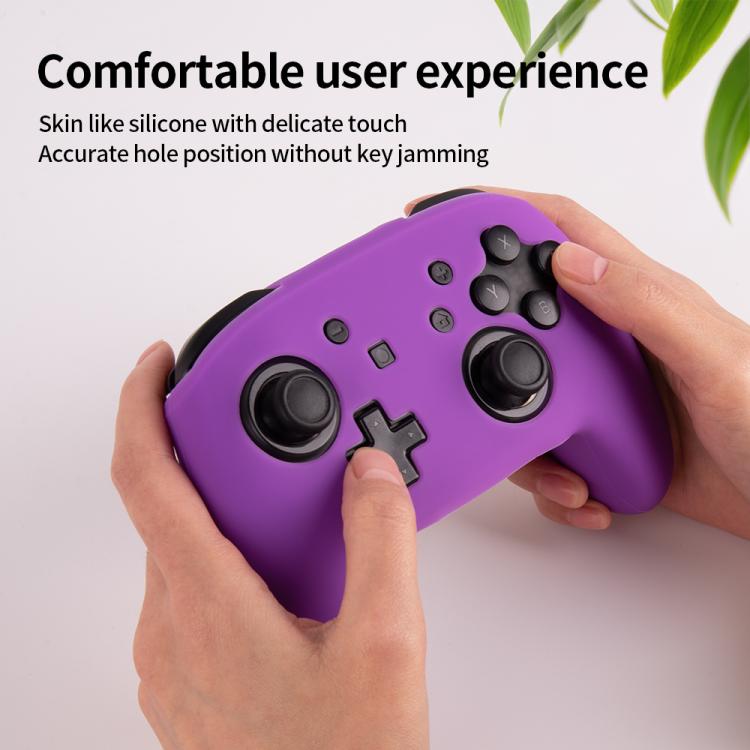 For Nintendo Switch Pro Game Handle Solid Color Silicone Protective Cover(Purple) - Cases by buy2fix | Online Shopping UK | buy2fix