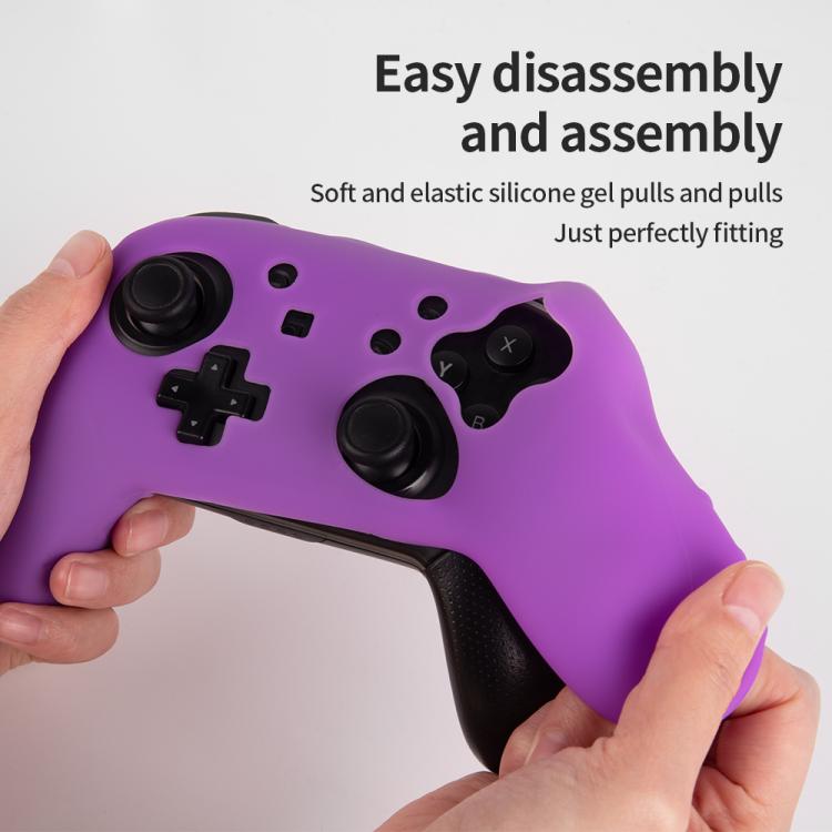 For Nintendo Switch Pro Game Handle Solid Color Silicone Protective Cover(Purple) - Cases by buy2fix | Online Shopping UK | buy2fix
