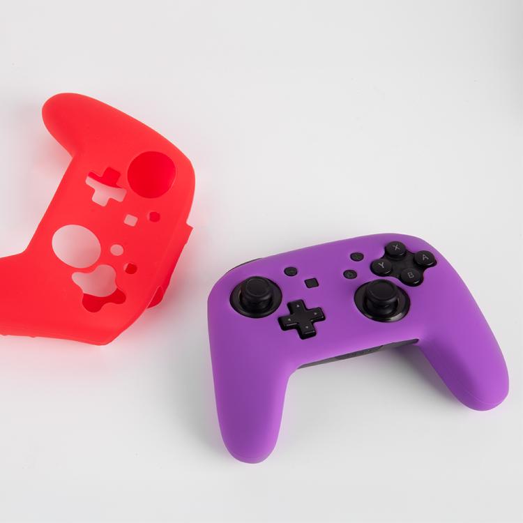 For Nintendo Switch Pro Game Handle Solid Color Silicone Protective Cover(Purple) - Cases by buy2fix | Online Shopping UK | buy2fix