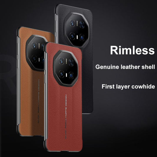 For Huawei Mate 60 RS Ultimate SULADA Frameless Top Layer Cowhide Leather Hybrid PC Phone Case(White) - Huawei Cases by SULADA | Online Shopping UK | buy2fix