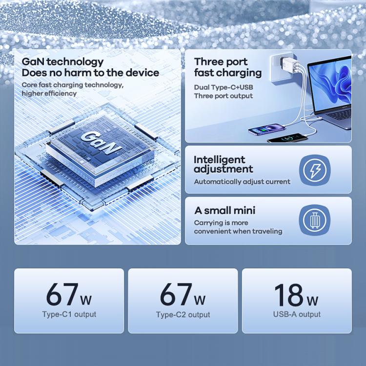 REMAX RP-U159PRO Figen Series 67W Dual Type-C USB GaN Laptop Charger, Plug:UK Plug(White) - USB Charger by REMAX | Online Shopping UK | buy2fix
