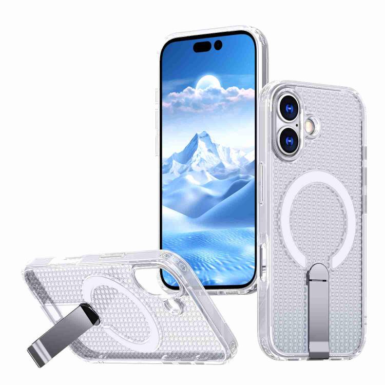 For iPhone 17 Honeycomb Cooling MagSafe Holder Phone Case(Frosted Transparent) - iPhone 17 Cases by buy2fix | Online Shopping UK | buy2fix