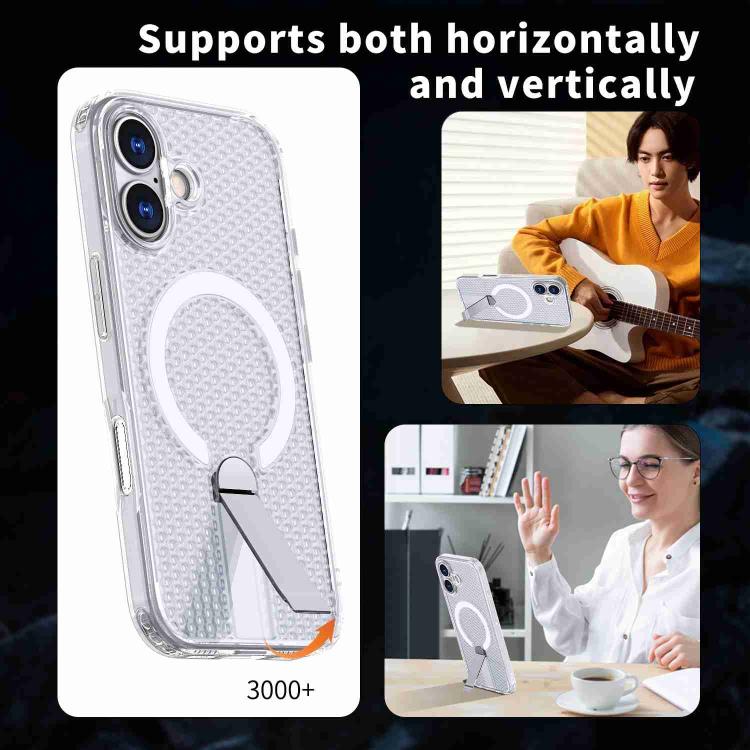 For iPhone 17 Honeycomb Cooling MagSafe Holder Phone Case(Frosted Transparent) - iPhone 17 Cases by buy2fix | Online Shopping UK | buy2fix