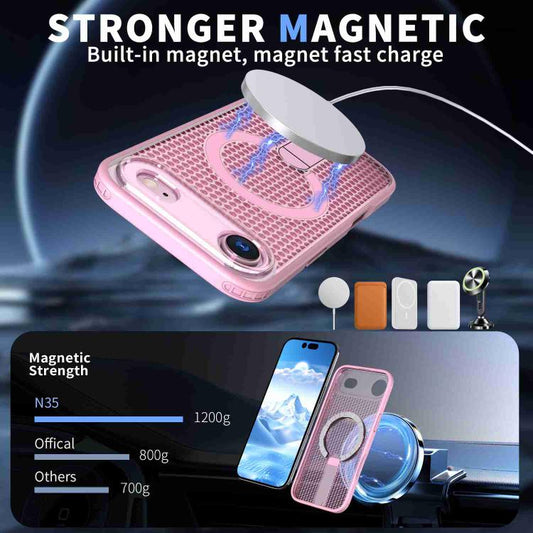 For iPhone Air Honeycomb Cooling MagSafe Holder Phone Case(Pink) - iPhone Air Cases by buy2fix | Online Shopping UK | buy2fix