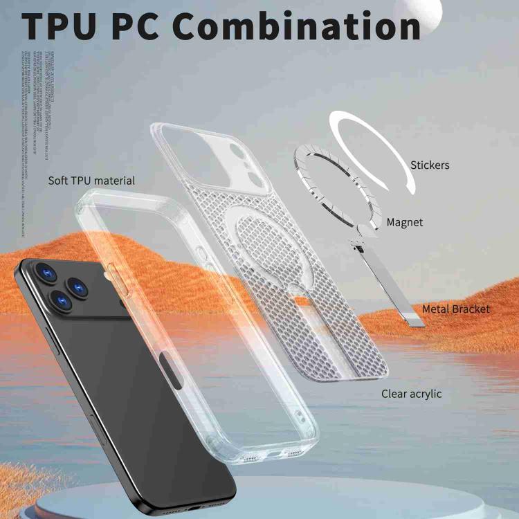 For iPhone 17 Pro Max Honeycomb Cooling MagSafe Holder Phone Case(Frosted Transparent) - iPhone 17 Pro Max Cases by buy2fix | Online Shopping UK | buy2fix