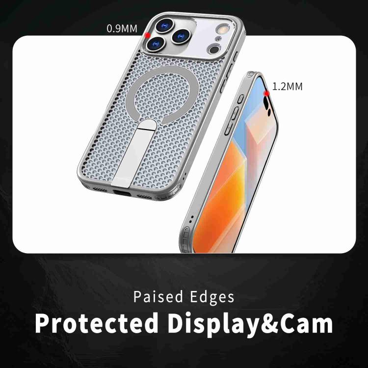 For iPhone 17 Pro Honeycomb Cooling MagSafe Holder Phone Case(Titanium Grey) - iPhone 17 Pro Cases by buy2fix | Online Shopping UK | buy2fix