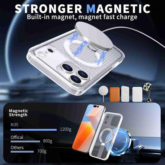 For iPhone 17 Pro Honeycomb Cooling MagSafe Holder Phone Case(Frosted Transparent) - iPhone 17 Pro Cases by buy2fix | Online Shopping UK | buy2fix