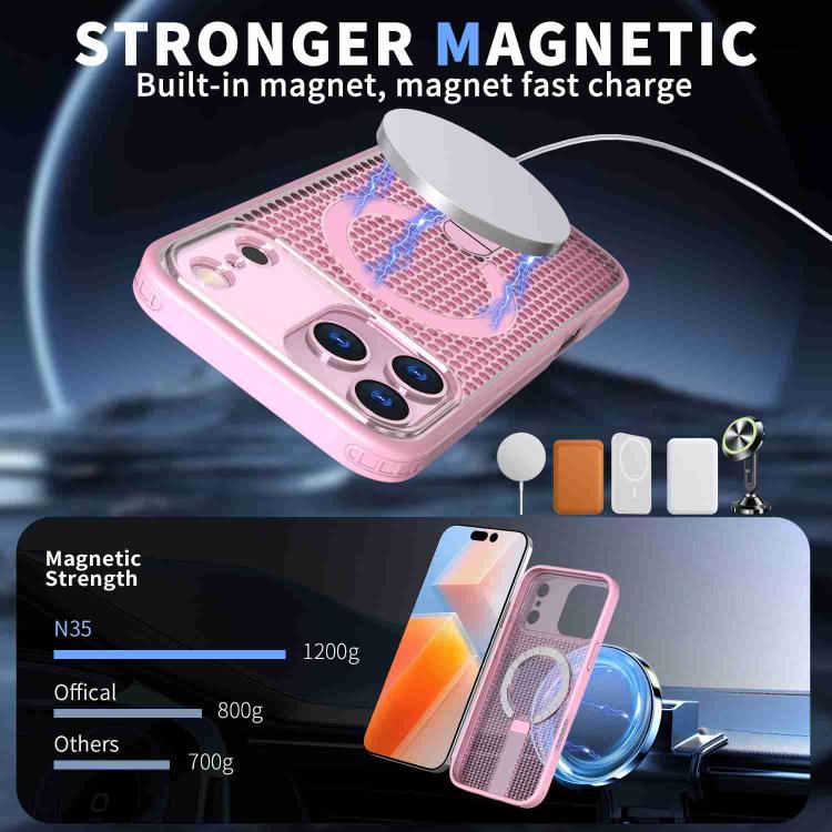 For iPhone 17 Pro Honeycomb Cooling MagSafe Holder Phone Case(Pink) - iPhone 17 Pro Cases by buy2fix | Online Shopping UK | buy2fix