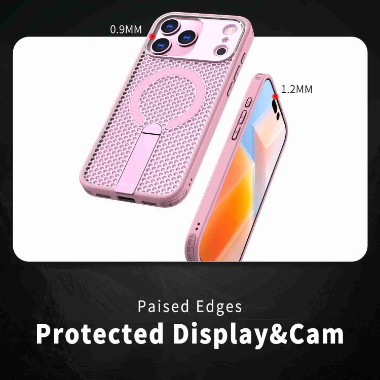 For iPhone 17 Pro Honeycomb Cooling MagSafe Holder Phone Case(Pink) - iPhone 17 Pro Cases by buy2fix | Online Shopping UK | buy2fix