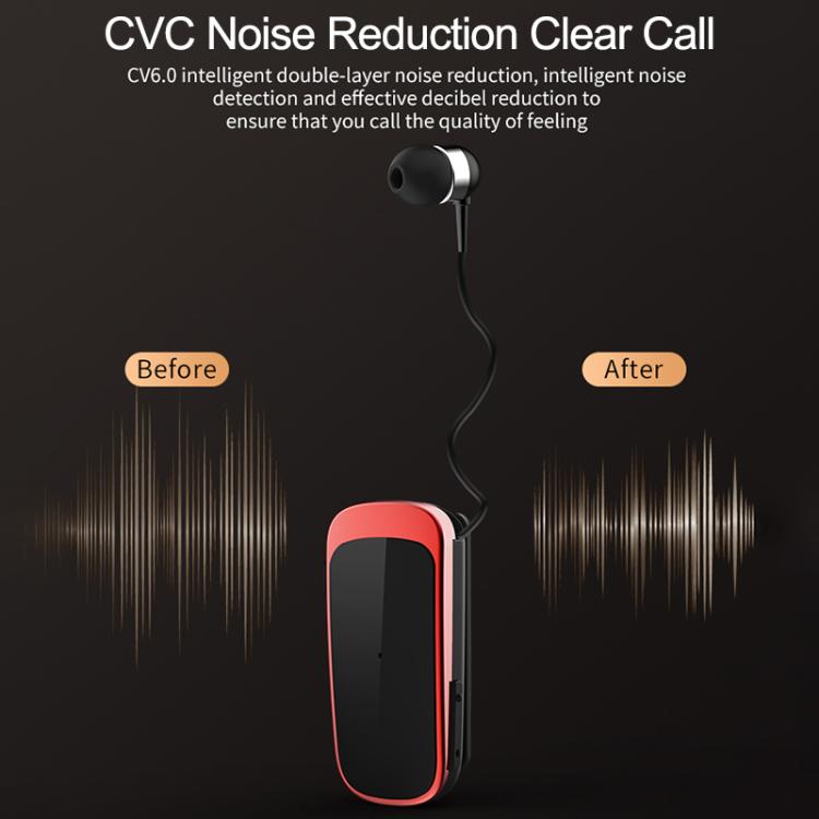 K52 Business Lavalier Retractable Cable Bluetooth Earphone(Black Red) - Bluetooth Earphone by buy2fix | Online Shopping UK | buy2fix