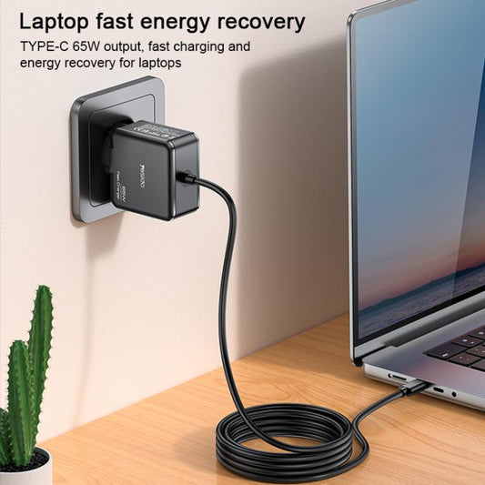 Yesido YC75 PD65W 2m USB-C / Type-C Cable Laptop Charger, EU Plug(Black) - Cable & Adapter by Yesido | Online Shopping UK | buy2fix