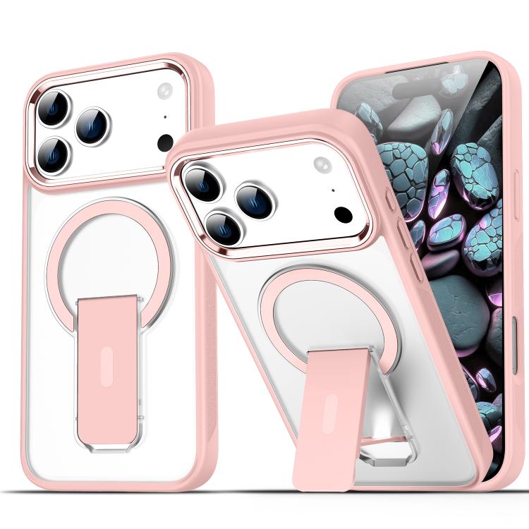 For iPhone 17 Pro Max Acrylic Hybrid TPU MagSafe Holder Phone Case(Pink) - iPhone 17 Pro Max Cases by buy2fix | Online Shopping UK | buy2fix