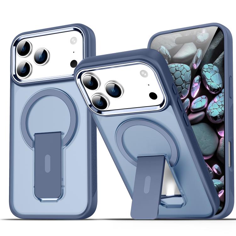 For iPhone 17 Pro Max Acrylic Hybrid TPU MagSafe Holder Phone Case(Dark Blue) - iPhone 17 Pro Max Cases by buy2fix | Online Shopping UK | buy2fix