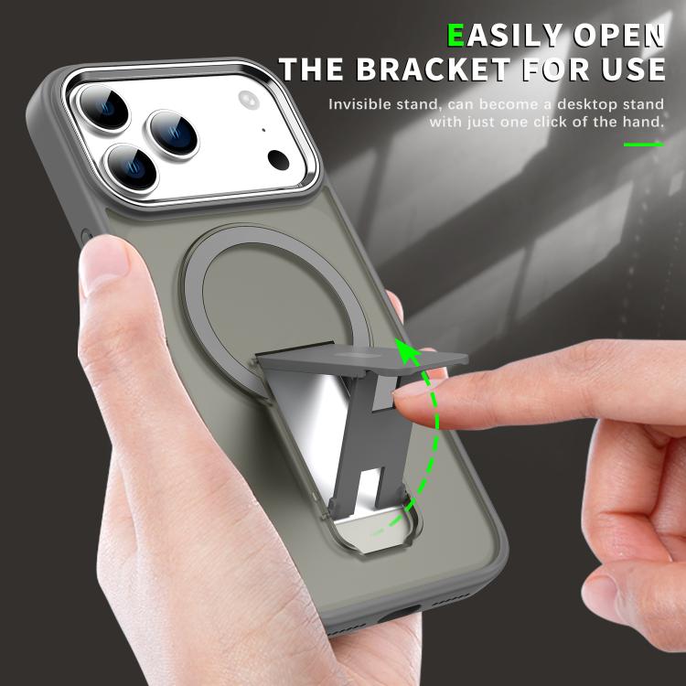 For iPhone 17 Pro Max Acrylic Hybrid TPU MagSafe Holder Phone Case(Transparent Black) - iPhone 17 Pro Max Cases by buy2fix | Online Shopping UK | buy2fix