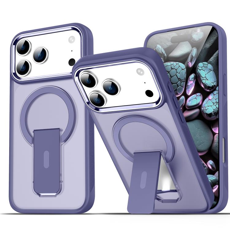 For iPhone 17 Pro Acrylic Hybrid TPU MagSafe Holder Phone Case(Dark Night Purple) - iPhone 17 Pro Cases by buy2fix | Online Shopping UK | buy2fix