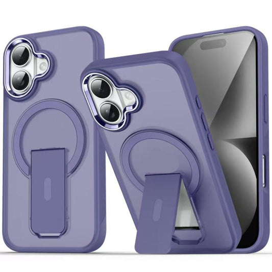For iPhone 17 Acrylic Hybrid TPU MagSafe Holder Phone Case(Dark Night Purple) - iPhone 17 Cases by buy2fix | Online Shopping UK | buy2fix