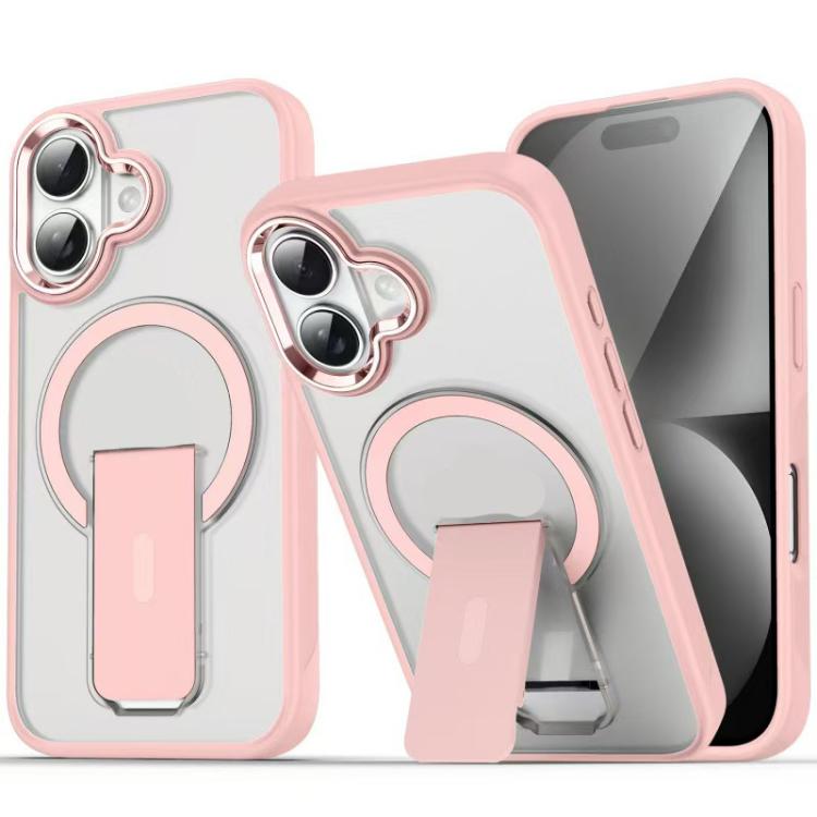 For iPhone 17 Acrylic Hybrid TPU MagSafe Holder Phone Case(Pink) - iPhone 17 Cases by buy2fix | Online Shopping UK | buy2fix