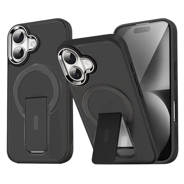 For iPhone 17 Acrylic Hybrid TPU MagSafe Holder Phone Case(Black) - iPhone 17 Cases by buy2fix | Online Shopping UK | buy2fix