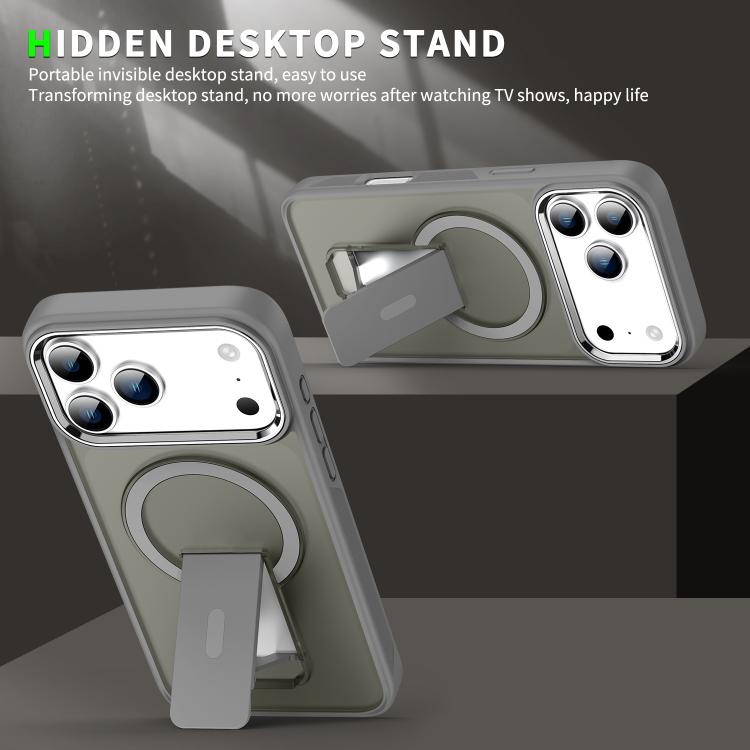 For iPhone 17 Acrylic Hybrid TPU MagSafe Holder Phone Case(Titanium Grey) - iPhone 17 Cases by buy2fix | Online Shopping UK | buy2fix