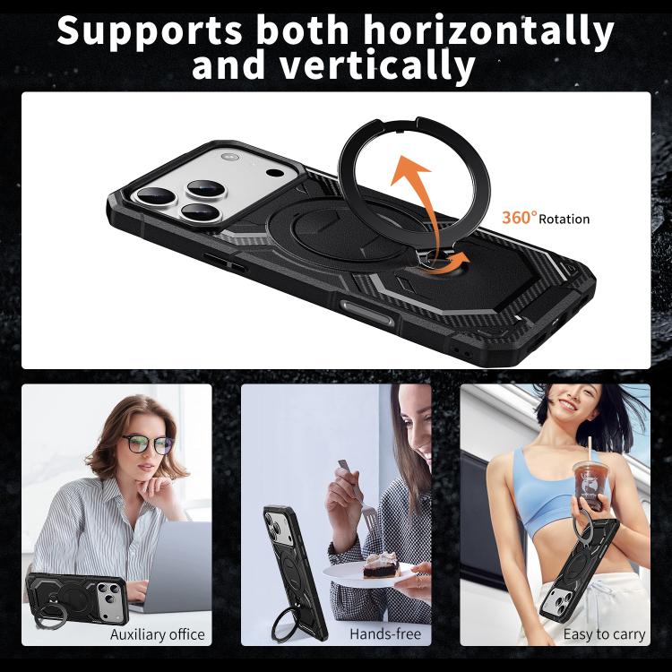 For iPhone 17 Pro Max Frosted MagSafe Holder Phone Case(Black) - iPhone 17 Pro Max Cases by buy2fix | Online Shopping UK | buy2fix